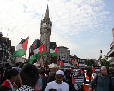Hundreds Protest at Leicester Clock Tower over Treatment of Palestine