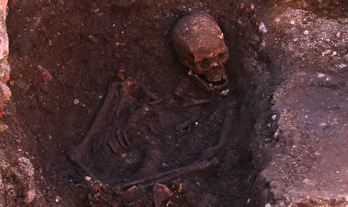 Remains of King Richard III, found under a Car Park in Leicester in 2012.  Credit. University of Leicester