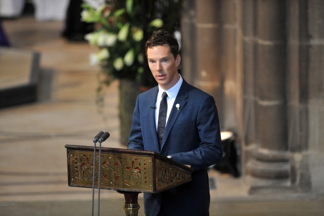 Benedict Cumberbatch reads Carol Ann Duffy's poem at the service. Credit. Matt Short