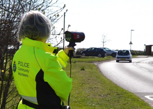 Leicestershire Police Volunteers Assist in Speed Watch Campaign. Credit. Leicestershire Police