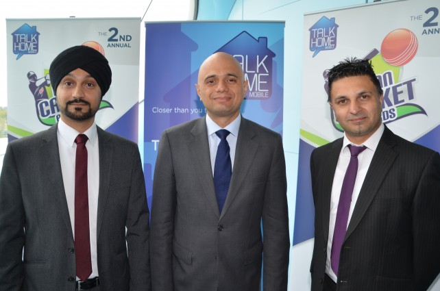 The Rt Hon. Sajid Javid MP (centre) at the launch with Asian Cricket Awards founders Balijt Rihal (left) and Jas Jassal, of Inventive Sports. Credit: Inventive Sports.