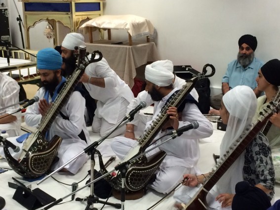 Music and prayers took place at the Kirtan Darbar on Friday evening. Credit. Vic Sethi