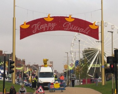New ‘Happy Diwali’ Sign Installed on Leicester’s Golden Mile