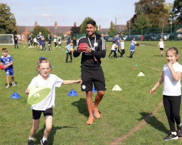 LEICESTER CITY PLAYERS JOIN SCHOOL CHILDREN FOR NATIONAL FITNESS DAY
